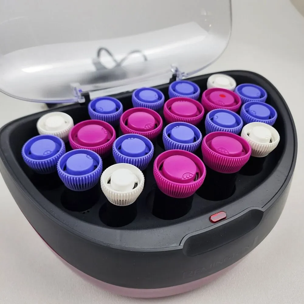 Remington Ionic Hair Setter 20 Velvet Rollers Hot Curling Set Pink 20pc